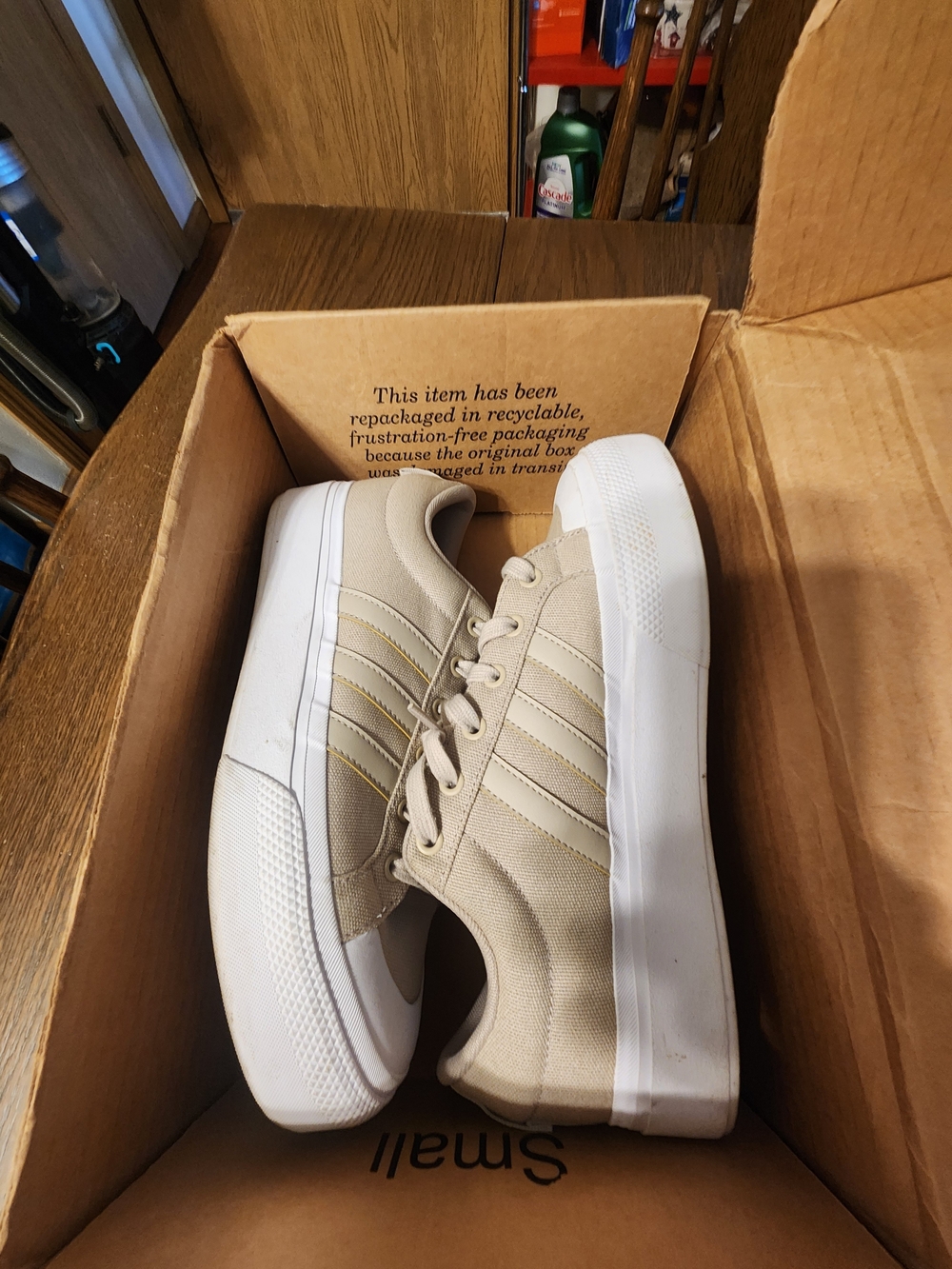 adidas Beige Canvas Platform Athletic Sneakers Nizza
